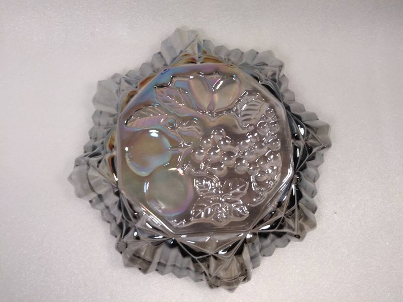 Vintage Iridescent Smokey Blue Carnival Glass fruit bowl
