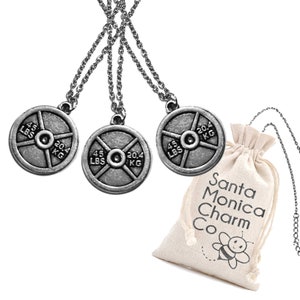3-Pack 45lb Weight Plate Necklace Gift Set, Jewelry Personal Trainer, Workout Exercise Weightlifting Bodybuilding Coach Weightlifting