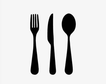 Spoon, Knife, Fork PNG, SVG and DXF Files - Cutlery, Kitchen Utensils, Clipart, Vector, Instant Download