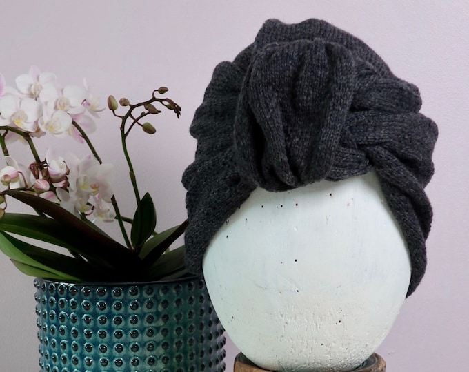 MONARDA knit turban, grey melange