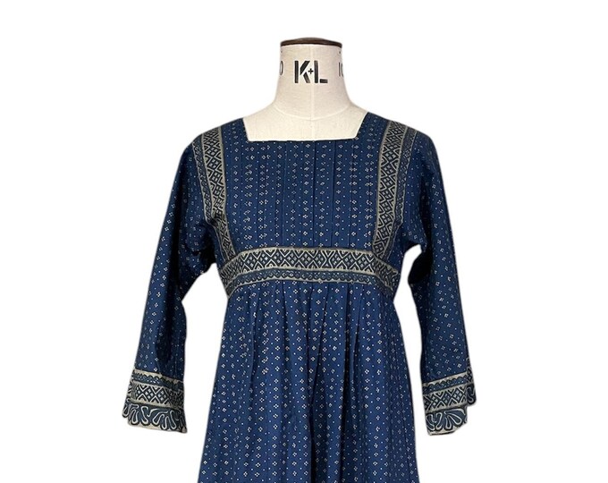 VINTAGE: Marimekko MILA dress from year 1975 blue-beige