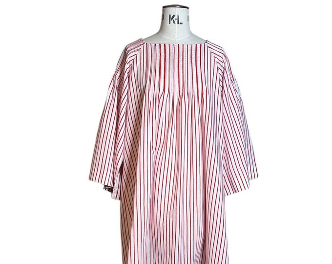 VINTAGE: Marimekko white-red striped maxi dress from year 1974