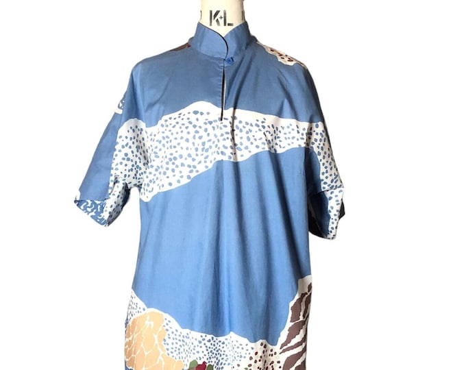 VINTAGE: Marimekko boxy light blue dress from year 1978