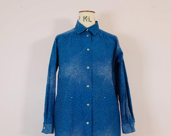 VINTAGE: Marimekko blue-white cotton dress from 70s