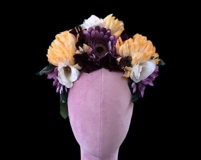NEW: LILIUM flower headband, straw, burgundy