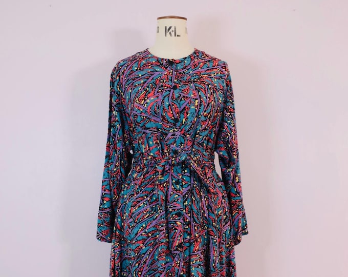 VINTAGE: Marimekko colorfull viscose dress from 80s