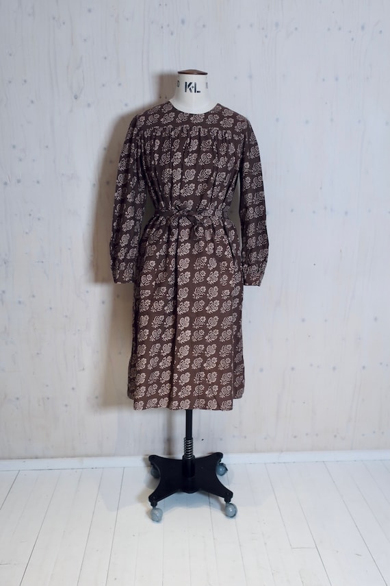 MARIMEKKO vintage dress, HEDELMÄKORI, brown, beige