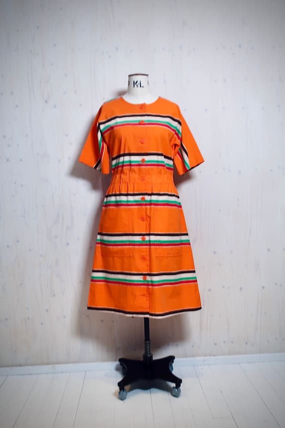 MARIMEKKO vintage dress, NATI, orange, stripes