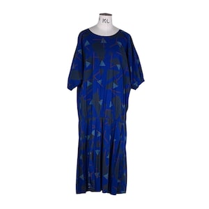 VINTAGE: 80s blue-grey-brown maxi dress