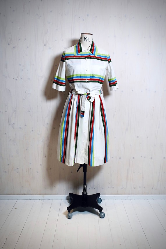 MARIMEKKO KATI vintage dress, white, green, red st
