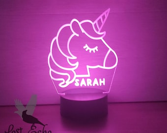 Personalized Unicorn Night Light: 16 Color LED Lamp, Kids Room Decor