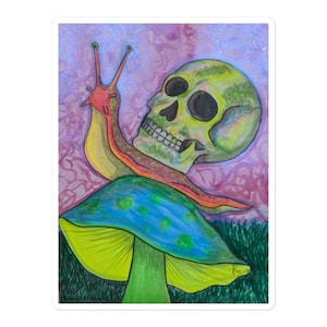 Snail Skull Pilz Kunst Neon Vinyl Sticker