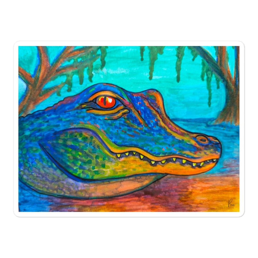 Colorful Rainbow Gator in the Swamp Art Sticker - Etsy