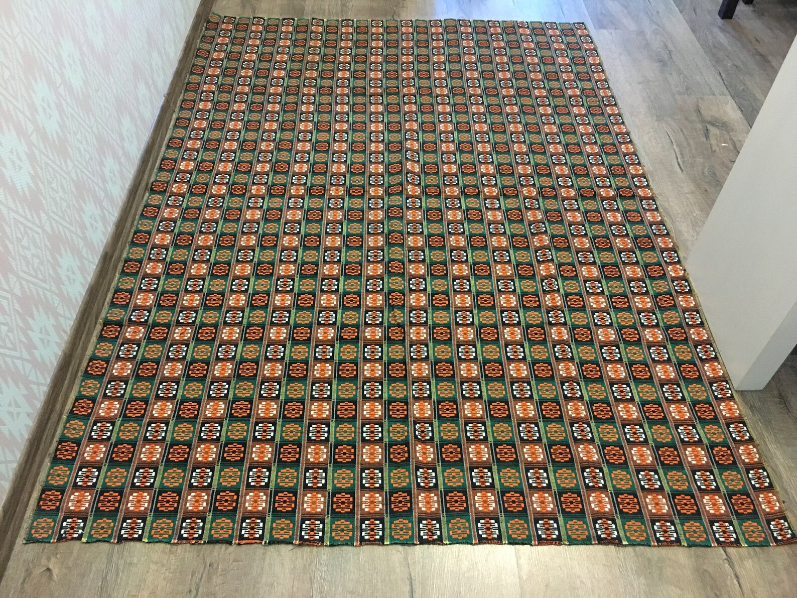 Large Antique homespun kilim Symmetrical carpet Rare woven Etsy