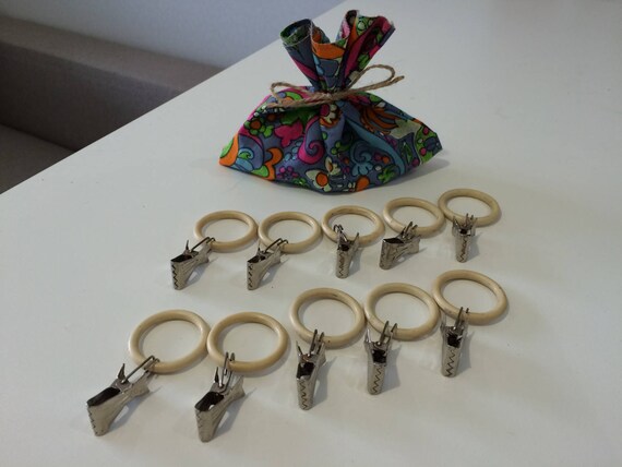 Set Of 10 Soviet Curtain Rings With Clips Vintage Curtain Etsy