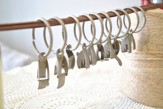 Set 10 Vintage Silver Curtain Clips Curtain Ring Curtain Rings Etsy