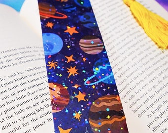 Holographic Outer Space Bookmark with Tassel