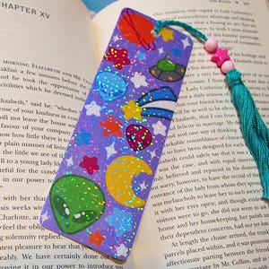 Holographic Kawaii Alien Bookmark with Tassel
