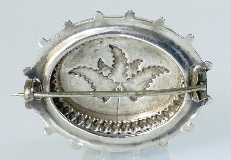 Antique French Victorian Silver Brooch Pin
