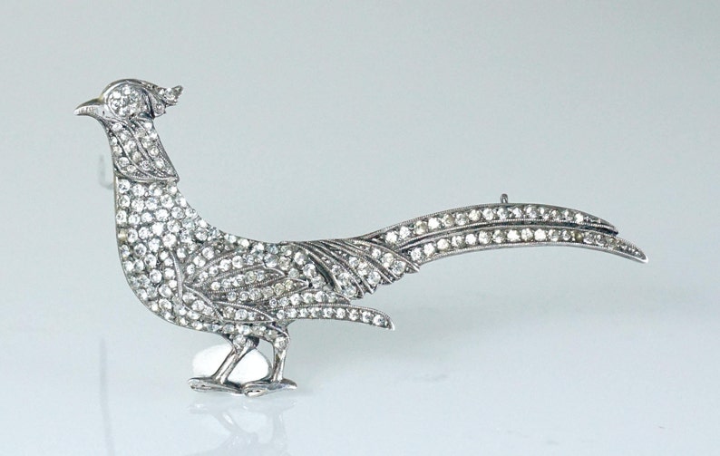 Art Deco Belgian Silver Pheasant Brooch Pin