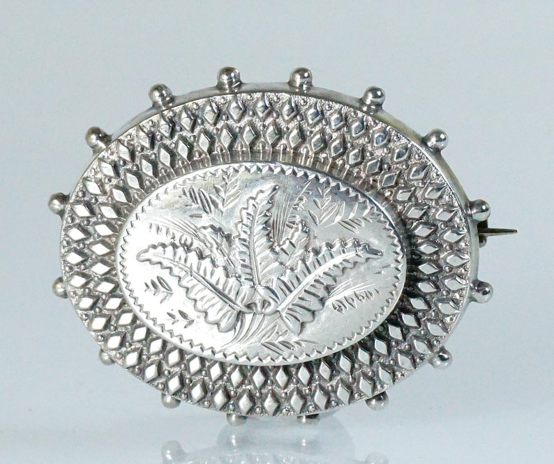 Antique French Victorian Silver Brooch Pin