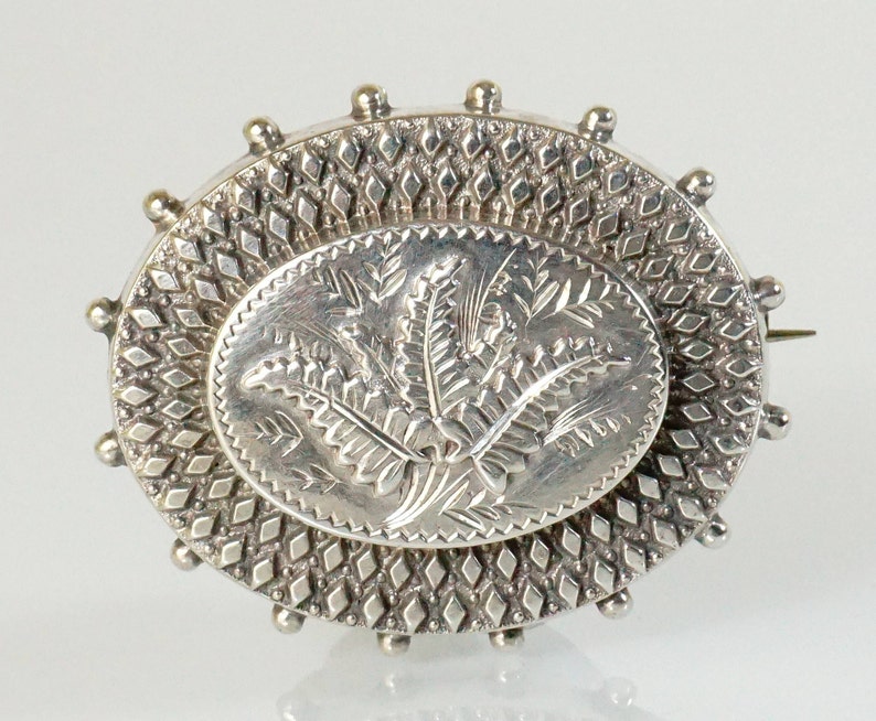 Antique French Victorian Silver Brooch Pin