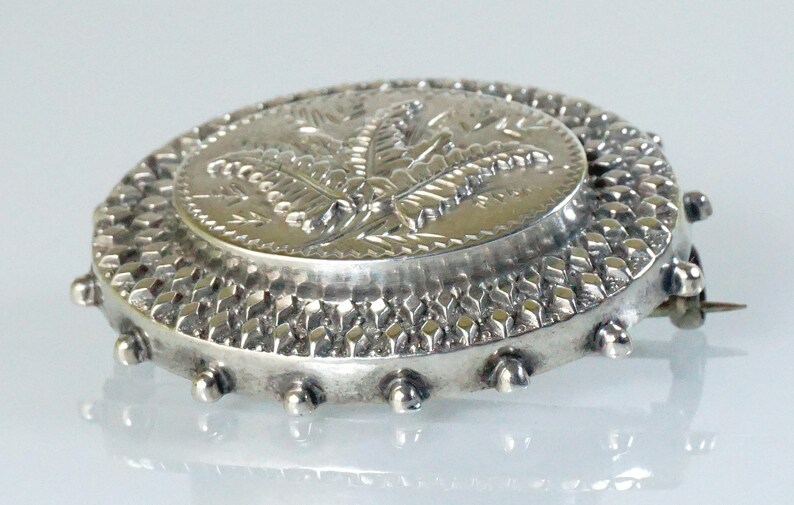 Antique French Victorian Silver Brooch Pin