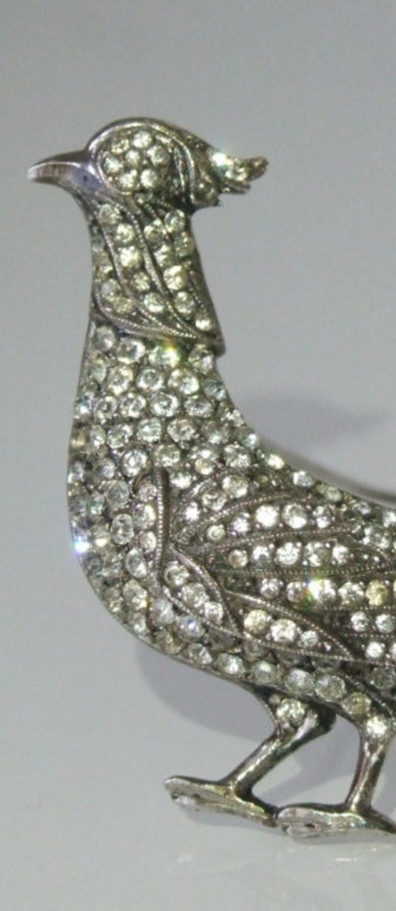 Art Deco Belgian Silver Pheasant Brooch Pin