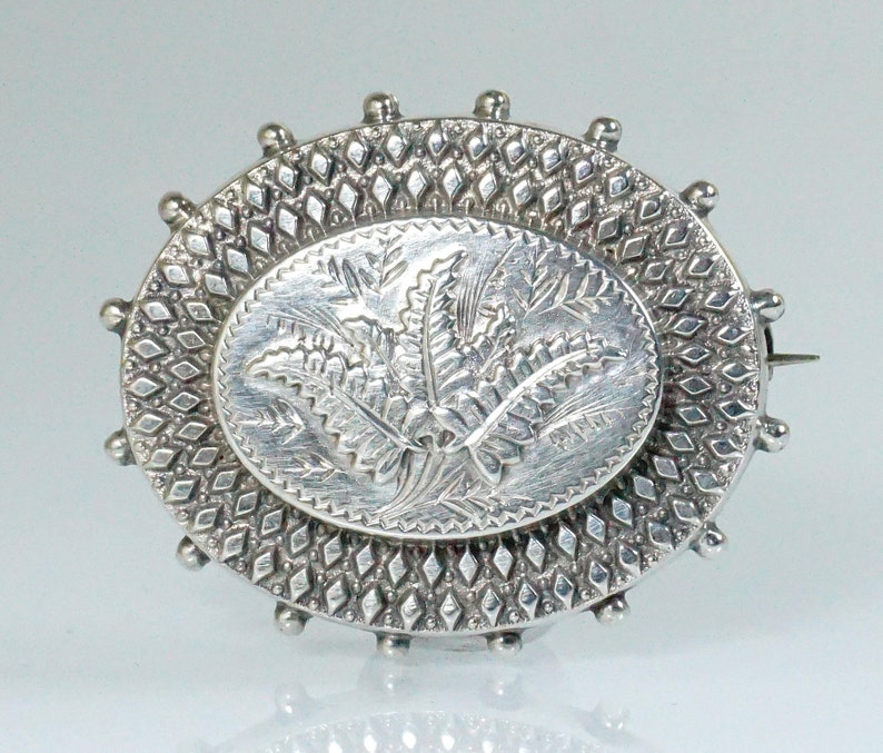 Antique French Victorian Silver Brooch Pin