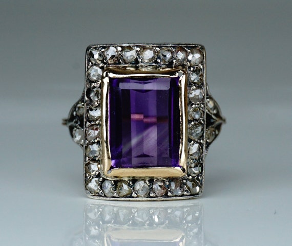 Antique Victorian Diamond 18 Carat Gold Amethyst R