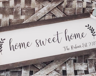 Personalized Home Sweet Home Sign – Farmhouse Decor, New Homeowner Gift