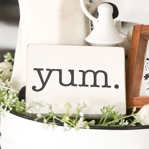 Tiny Yum Sign -Tiered Tray Decor - Modern Farmhouse Kitchen Decor - Tiered Tray Sign - Snack Bar Sign- Coffee Bar Decor