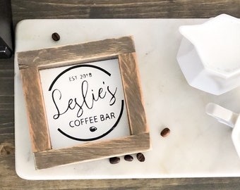 Personalized Coffee Bar Sign -Coffee Lover Gift - Tiered Tray Decor - Coffee Bar Decor - Gift for Mom- Mothers Day Gift