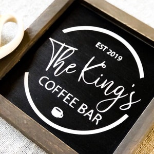 Placa de bar de café personalizada - Presente para amantes de café - Presentes personalizados - Placa de nome personalizada - Decoração de parede de cozinha - Presente de anfitriã