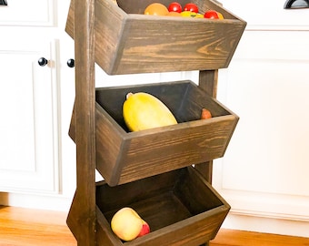 Farmhouse Produce Stand - Kitchen Storage- Veggie Bin- Farmhouse Snack Stand -  Produce Stand