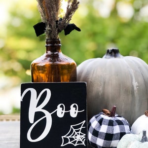 Boo Sign- Indoor Halloween Decorations - Halloween Kitchen Signs- Halloween Themed Tiered Tray Accessories- Halloween Decorations