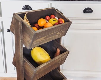 Farmhouse Produce Stand - Kitchen Storage- Veggie Bin- Farmhouse Snack Stand -  Produce Stand