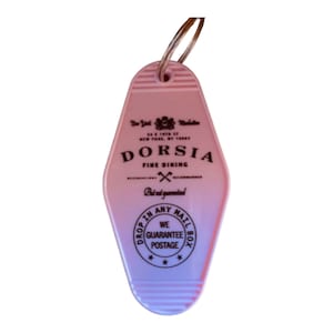 American psycho inspired DORSIA restaurant keytag