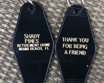 BLACK Keytag GOLD lettered Shady Pines Keytag --- Inspired by the hit series GOLDEN Girls