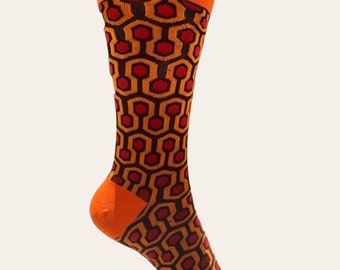 The SHINING sock inspired OVERLOOK HOTEL rug inspired crew sock