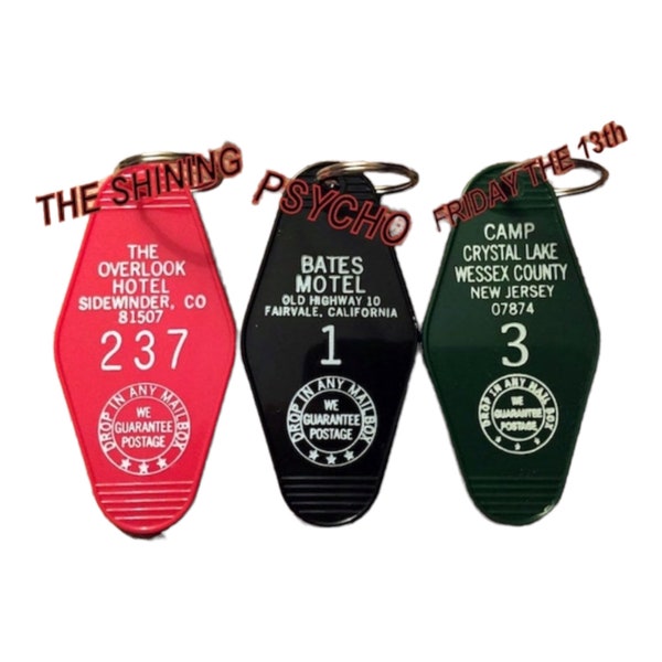 ON SALE! 3 Horror Movie Combo -- Bates, Overlook, & Friday the 13th keytag COMBO