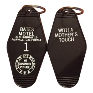 On SALE! PSYCHO BATES motel room 1 keychain, key fob horror Movie Prop (white lettering)