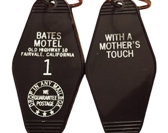 On SALE! PSYCHO BATES motel room 1 keychain, key fob horror Movie Prop (white lettering)