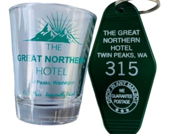 Shotglass and Keytag Great Northern Hotel Combo