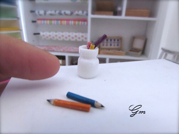 Set di pastelli in miniatura miniature della casa delle bambole 1:12 1/6 scala cancelleria scuola ufficio crafting - Italia