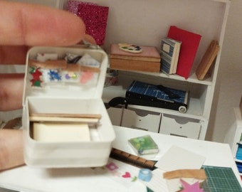 Miniatures stationery suitcase- scale 1:12-Dollhouses miniatures