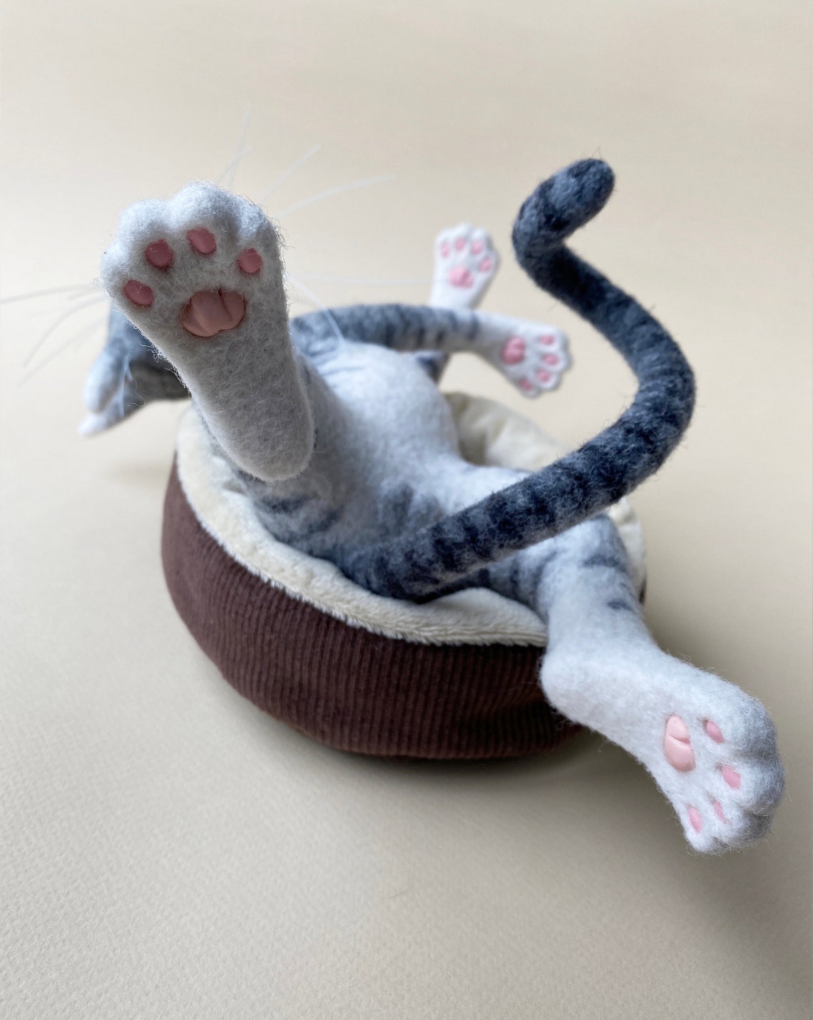 Super Lazy Cat With Cute Pink Paw Pads and a Special Basket / Etsy