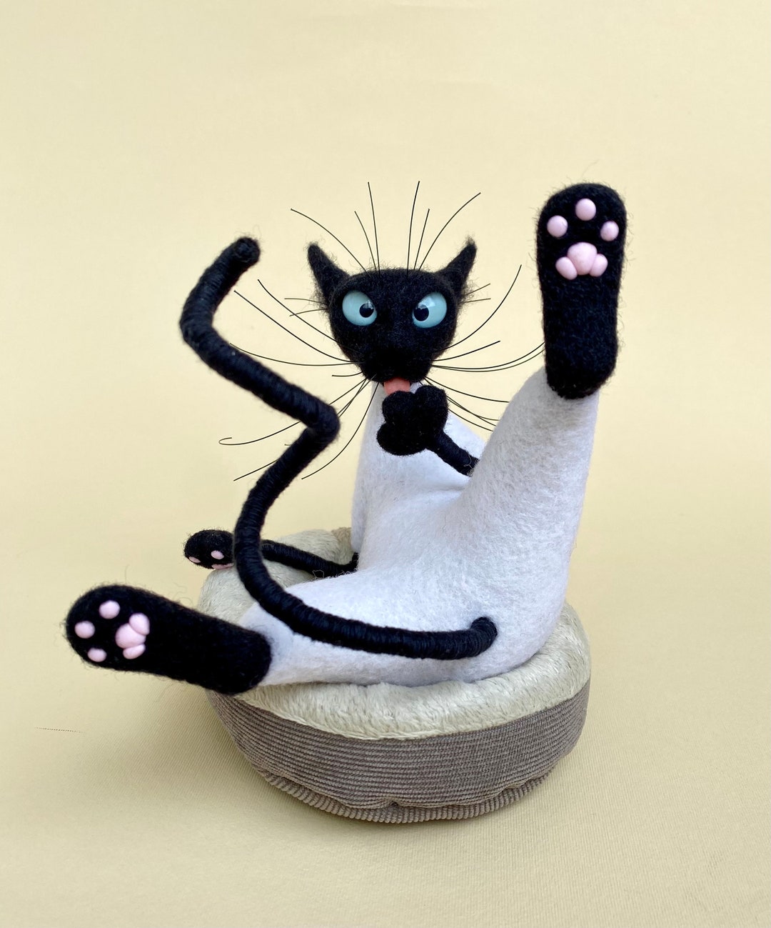 Silly Cat With Cute Pink Paw Pads Lying in Personal Bed / Etsy New