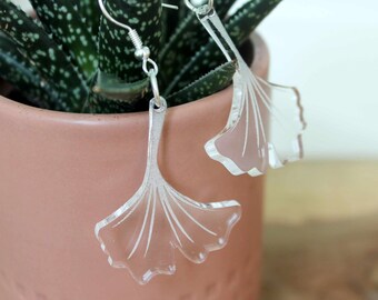 Ginkgo Leaf Acrylic Earrings