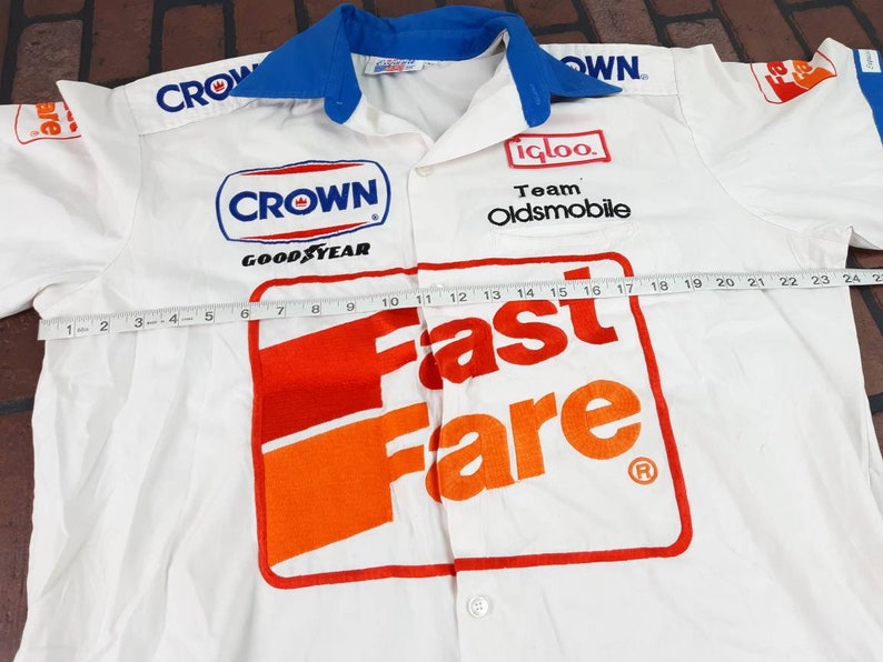 Fast Fare Oldsmobile Racing Button Front Jersey Shirt Exquisite Made In USA Vintage 90s FREE Shipping